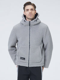 Sherpa-Jacke mit Kapuze und Reißverschluss für Herren Grau