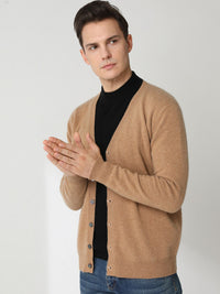 Kaschmir-Cardigan mit V-Ausschnitt und Knopfverschluss für Herren