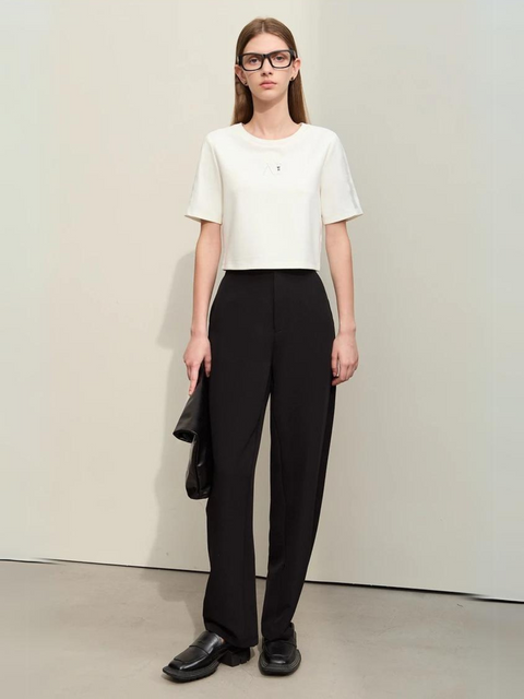 Hochtaillierte Hose mit geradem Bein