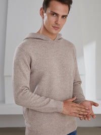 Kaschmir-Hoodie mit Rundhalsausschnitt für Herren Khaki