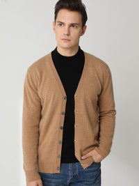 Kaschmir-Cardigan mit V-Ausschnitt und Knopfverschluss für Herren