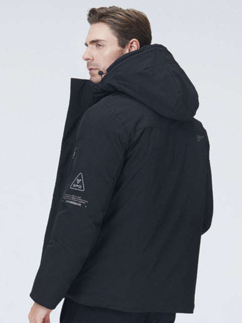 Dicke Winterjacke mit Kapuze und Reißverschlusstaschen für Herren