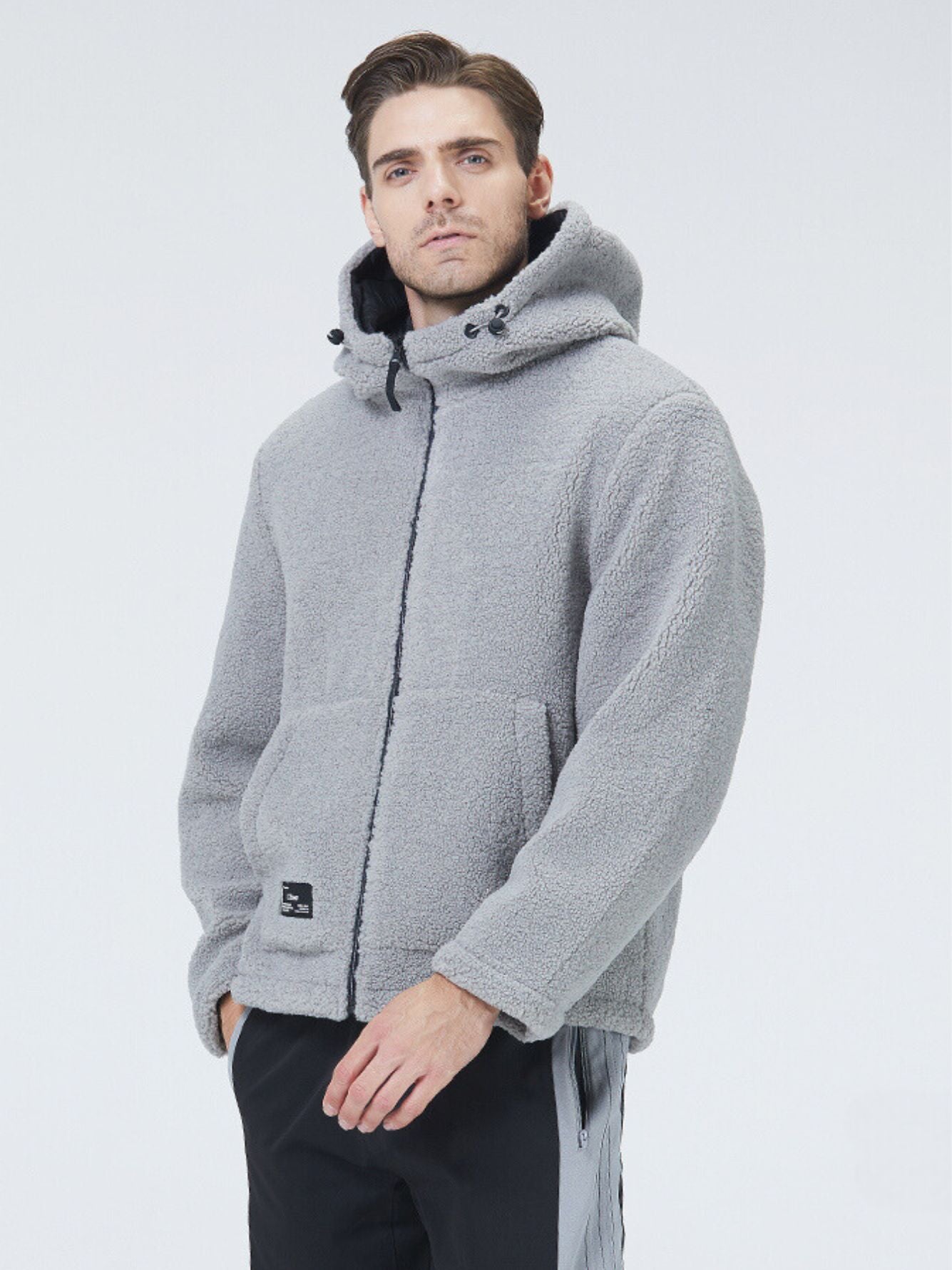 Sherpa-Jacke mit Kapuze und Reißverschluss für Herren