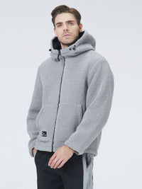 Sherpa-Jacke mit Kapuze und Reißverschluss für Herren