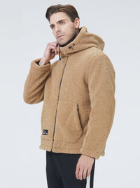 Sherpa-Jacke mit Kapuze und Reißverschluss für Herren