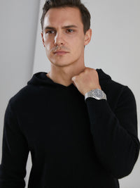 Kaschmir-Hoodie mit Rundhalsausschnitt für Herren