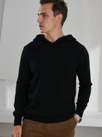Kaschmir-Hoodie mit Rundhalsausschnitt für Herren Schwarz
