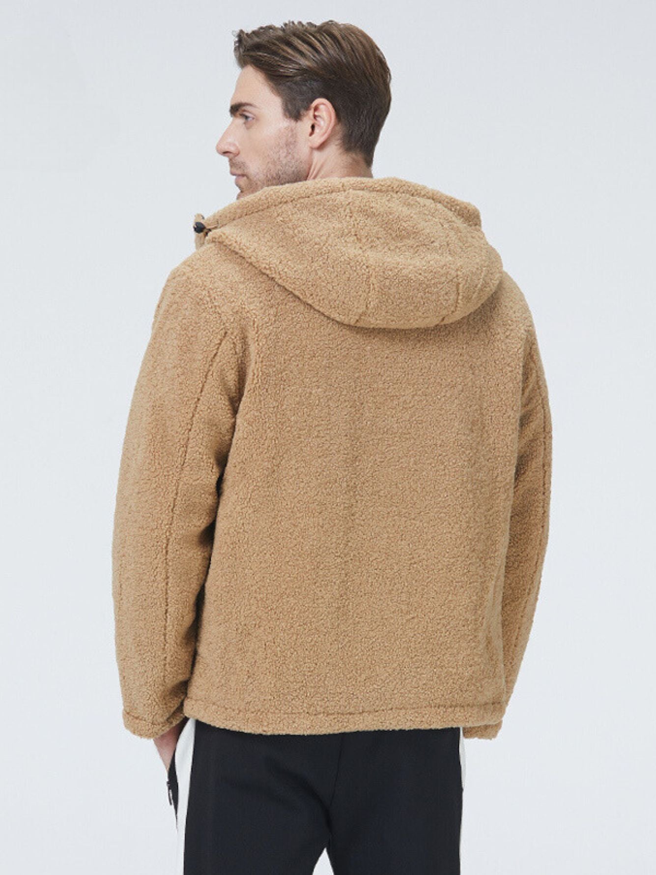 Sherpa-Jacke mit Kapuze und Reißverschluss für Herren