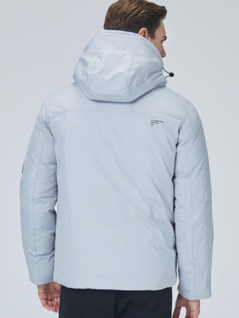 Dicke Winterjacke mit Kapuze und Reißverschlusstaschen für Herren