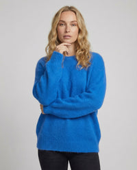 Damen Strickpullover aus weichem Kaninchenhaar-Mix Oversize Einheitsgröße M Blau