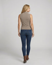 Ärmelloses Damen Tanktop Stehkragen Slim Fit Kurz Sommer