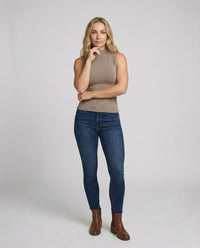 Ärmelloses Damen Tanktop Stehkragen Slim Fit Kurz Sommer