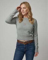 Damen Strickpullover Wolle Rundhals Slim-Fit Herbst Winter Oberteil S Grau