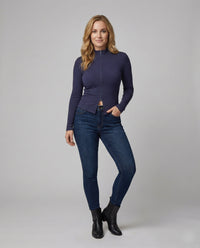 Damen Strickjacke Slim Fit Doppel-Reißverschluss Stehkragen Frühling