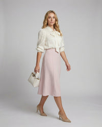 Damen Weißer Polo Sweater Damen elegante Chiffonbluse mit Schleifenkragen und Manschetten