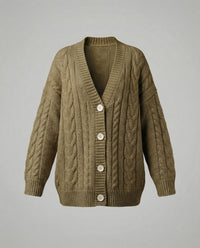 Zopfmuster-Cardigan im Blousonstil mit spitz zulaufendem Saum und tiefem V-Ausschnitt Friday