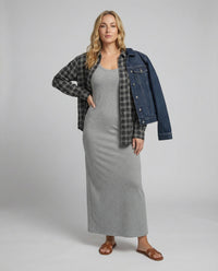 Ärmelloses figurschmeichelndes Maxikleid aus weichem Baumwolljersey mit Rundhalsausschnitt Friday