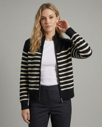 Kurze Strickjacke mit maritimen Blockstreifen Reißverschluss und Schalkragen Friday