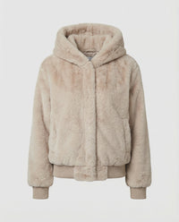 Kuschelige Teddy-Kapuzenjacke mit kastigem Schnitt, kurzem Saum und verdecktem Verschluss Friday