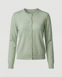 Leichte Feinstrick-Cardigan mit Rundhalsausschnitt, soften Rippbündchen und minimalistischer Knopfleiste Friday