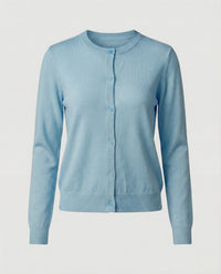 Leichte Feinstrick-Cardigan mit Rundhalsausschnitt, soften Rippbündchen und minimalistischer Knopfleiste Friday