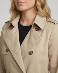 Überlanger taillierter Trenchcoat mit Gürtel und doppelreihiger Knopfleiste Friday