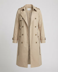 Überlanger taillierter Trenchcoat mit Gürtel und doppelreihiger Knopfleiste Friday