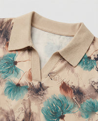 Weit geschnittenes Sweatshirt mit Polokragen und floralem Aquarellprint Friday