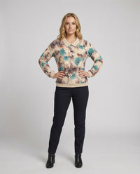 Weit geschnittenes Sweatshirt mit Polokragen und floralem Aquarellprint Friday