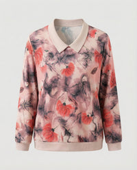 Weit geschnittenes Sweatshirt mit Polokragen und floralem Aquarellprint Friday