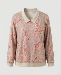 Weit geschnittenes Sweatshirt mit Polokragen und floralem Aquarellprint Friday