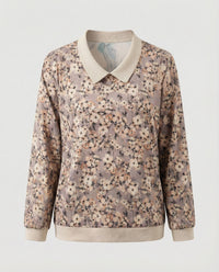 Weit geschnittenes Sweatshirt mit Polokragen und floralem Aquarellprint Friday