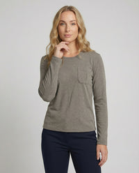 Damen Langarmshirt mit warmem Fleece Futter und praktischen Taschen