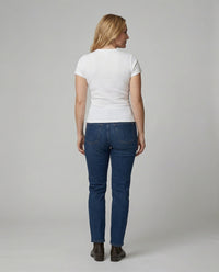 Elastisches Damen Baumwoll T-Shirt Slim Fit Kurzarm Doppelpack Weiß