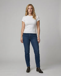 Elastisches Damen Baumwoll T-Shirt Slim Fit Kurzarm Doppelpack Weiß S Weiß