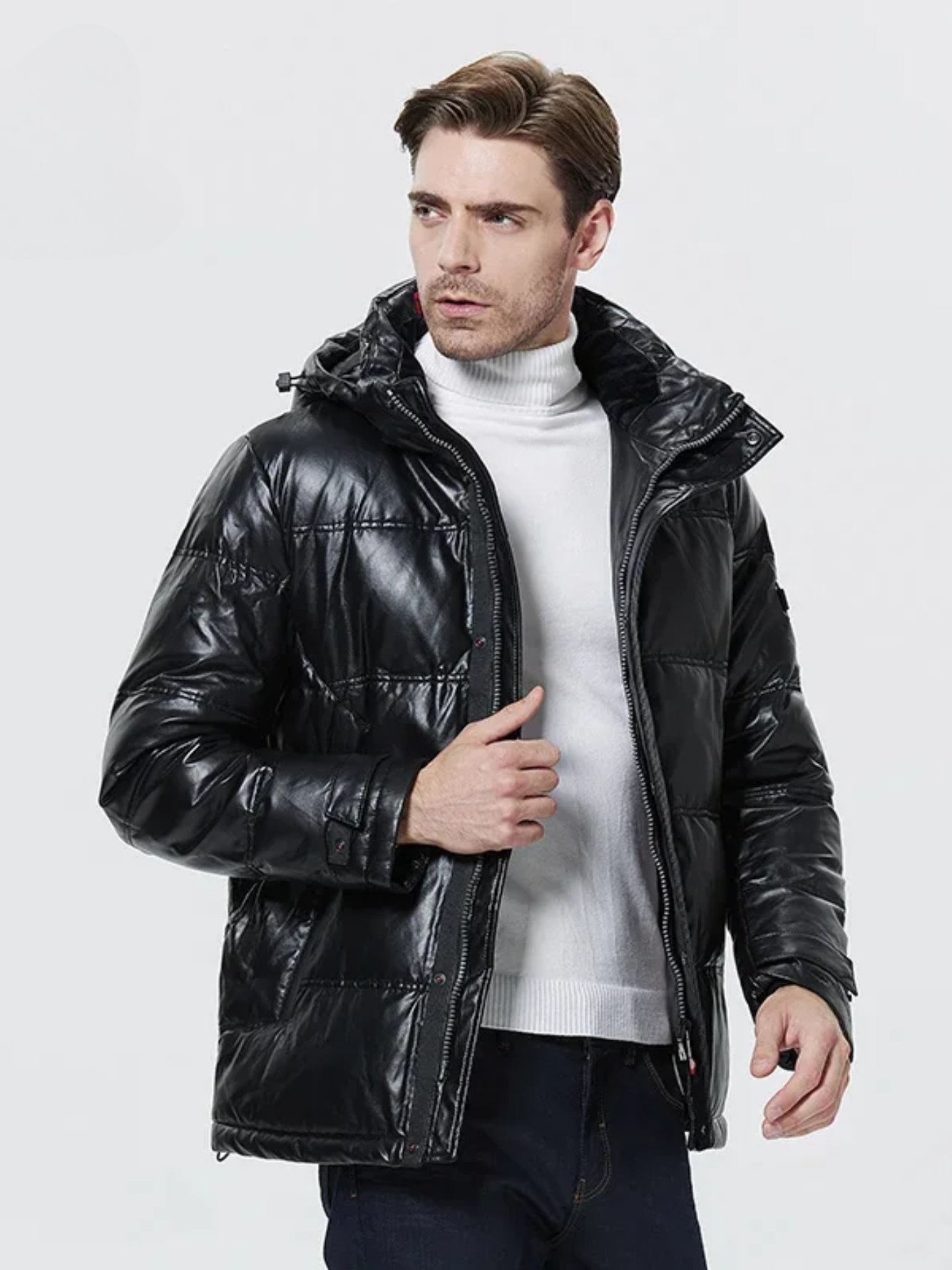 Gesteppte Jacke mit abnehmbarer Kapuze für Herren