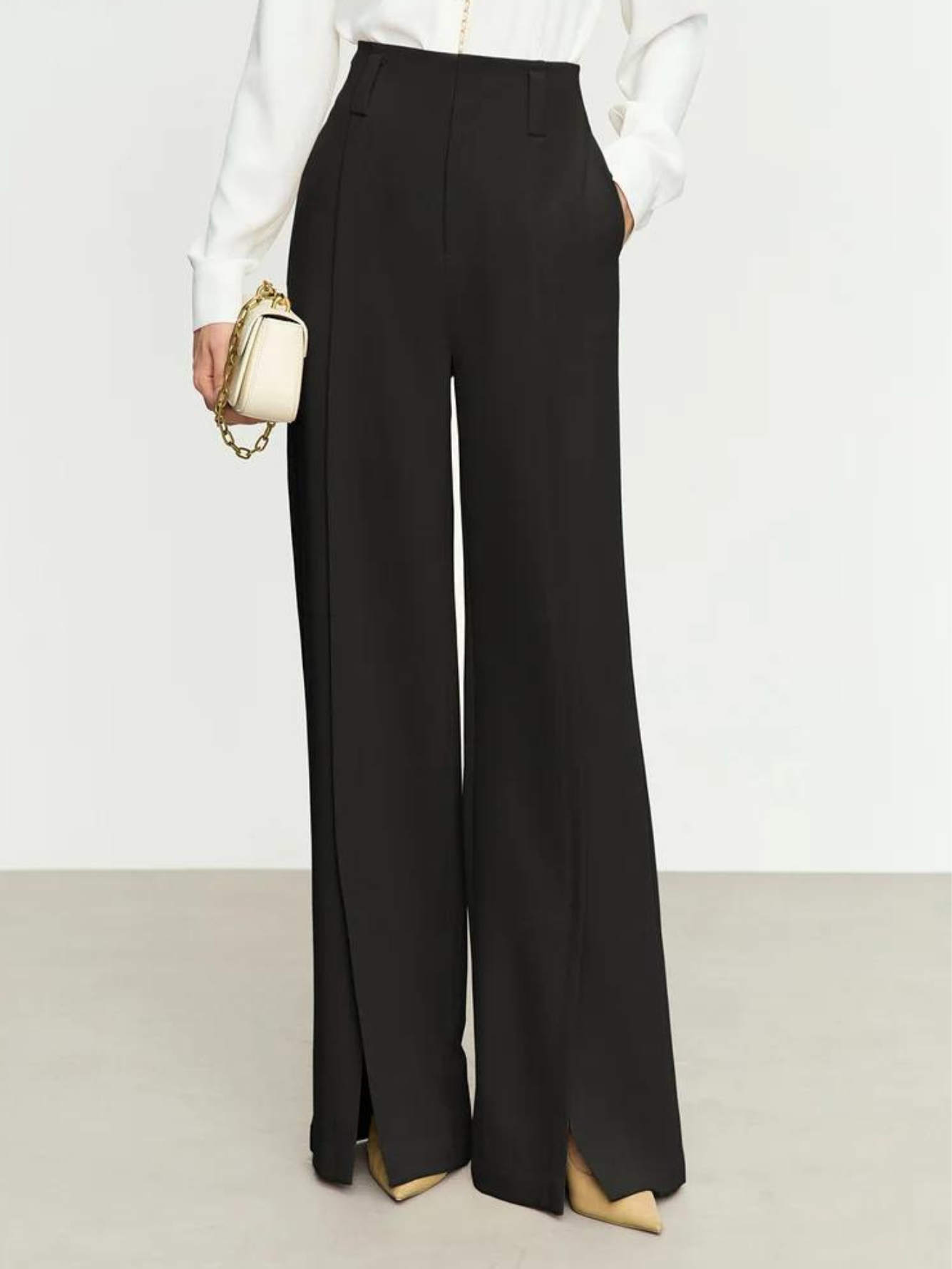 Elegante Hose mit hoher Taille und weitem Bein