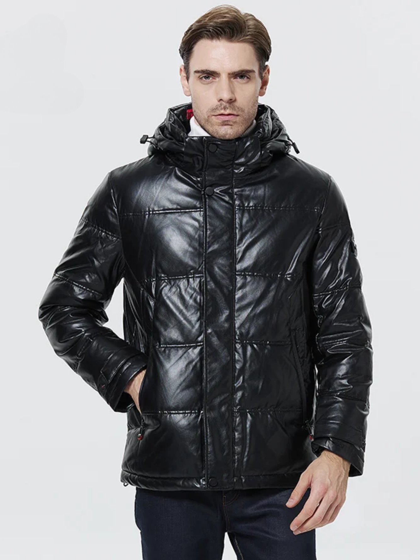 Gesteppte Jacke mit abnehmbarer Kapuze für Herren