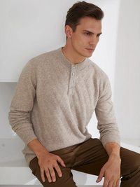 Kaschmirpullover mit Rautenmuster und Knopfverschluss für Herren