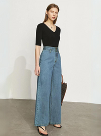 Retro-Jeans mit weitem Bein und hoher Taille