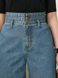 Retro-Jeans mit weitem Bein und hoher Taille