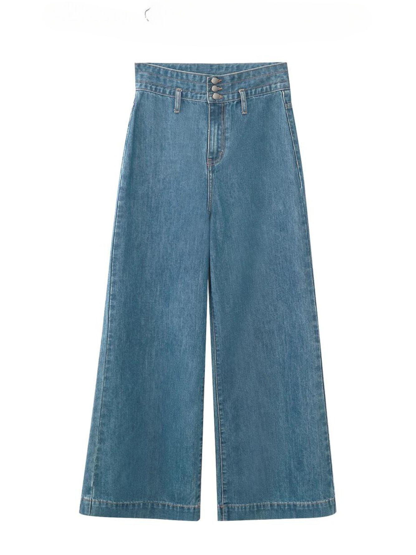 Retro-Jeans mit weitem Bein und hoher Taille