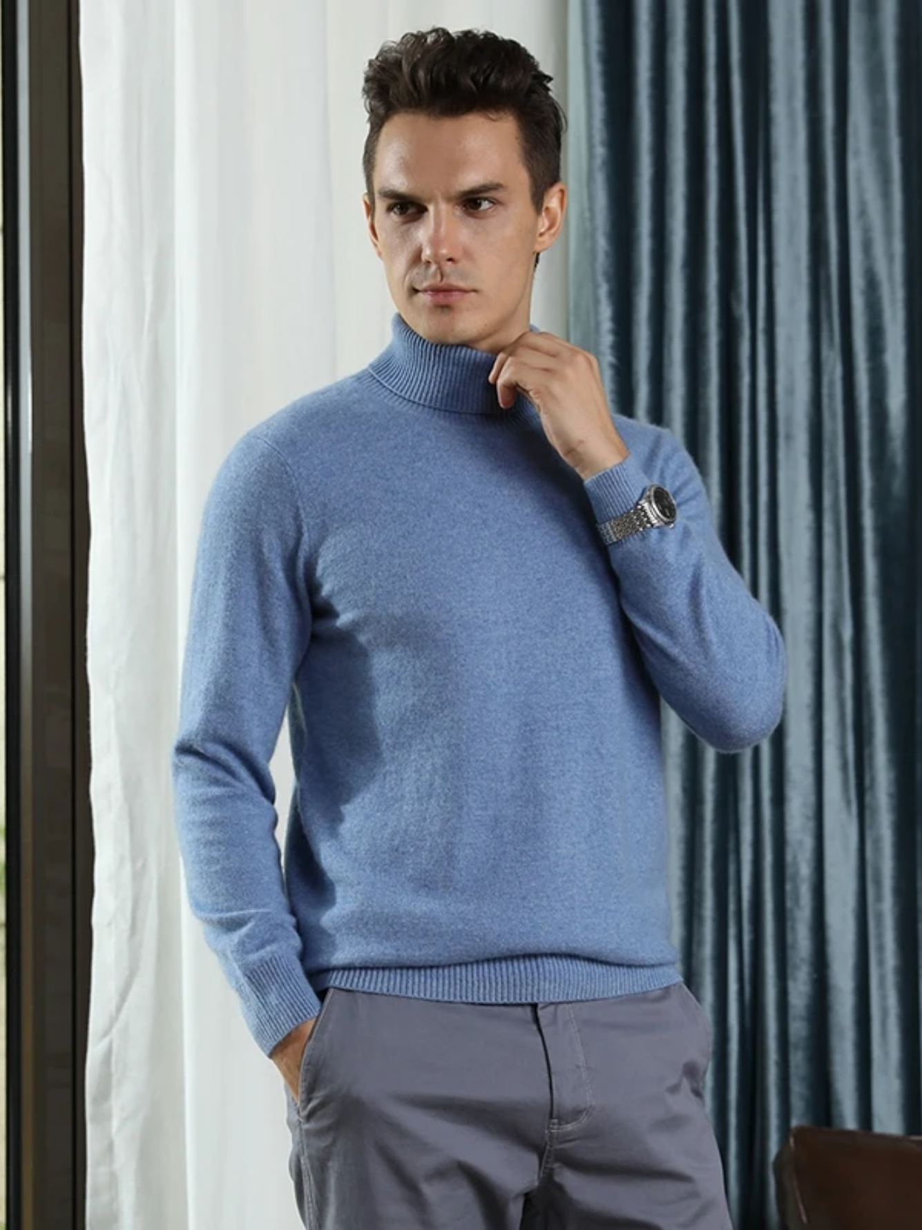 Kaschmir-Rollkragenpullover für Herren