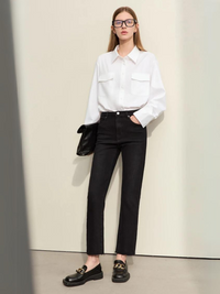 Vintage Bleistiftjeans mit hoher Taille Schwarz