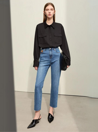 Vintage Bleistiftjeans mit hoher Taille Denim blau