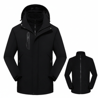 Dicke Winterjacke mit Kapuze und Reißverschlusstaschen für Herren