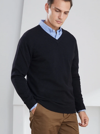 V-Ausschnitt-Kaschmirpullover für Herren