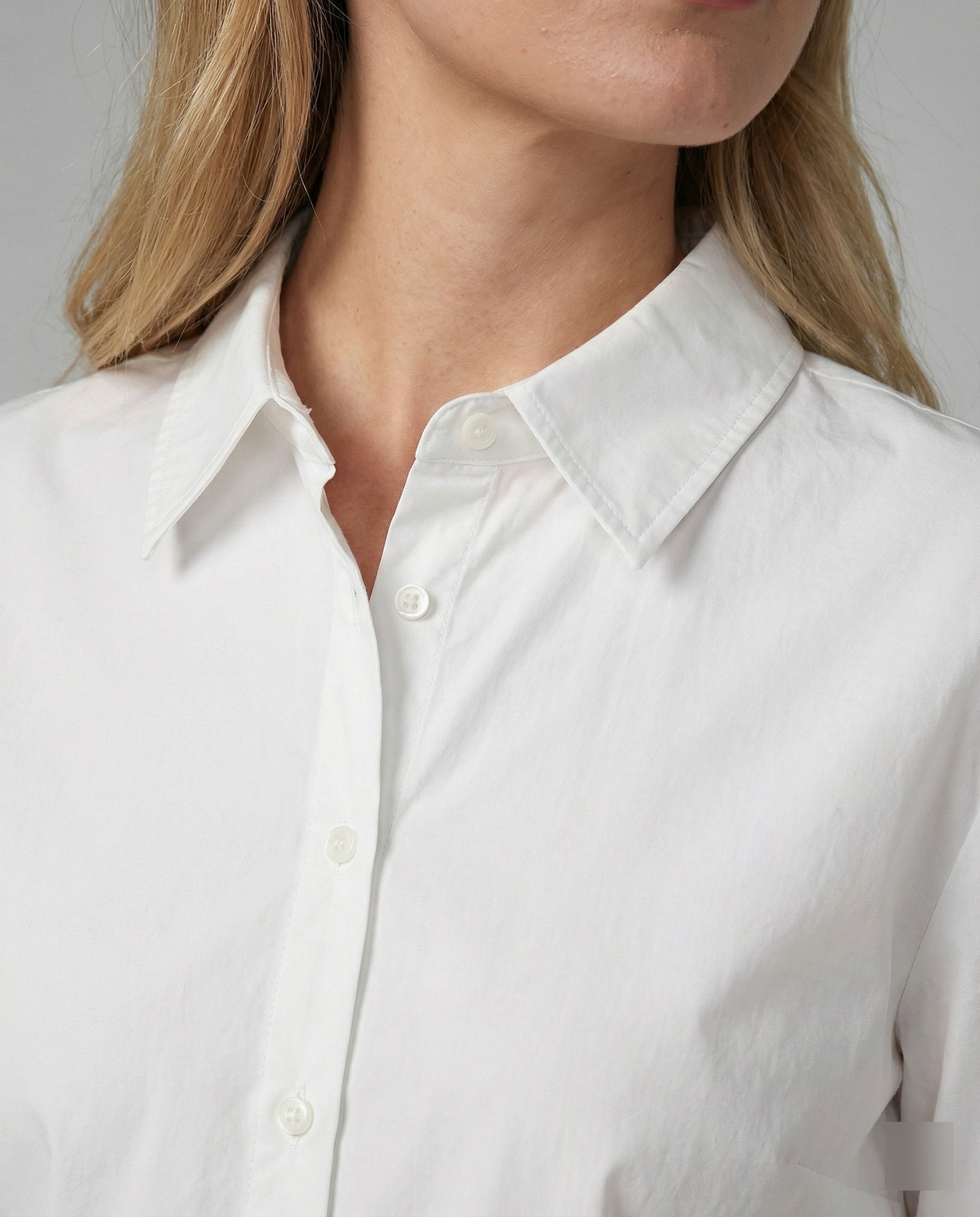 Damen Hemd Weiß Oversize Langarm Unregelmäßig mit Bindegürtel