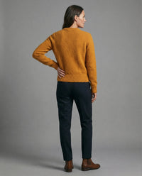 Oversize Damen Strickpullover Rundhals Weich Orange Winter Pullover