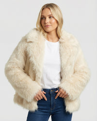 Luxuriöse Kunstpelz Jacke Damen Party Kunstfuchs Pelzmantel Elegant